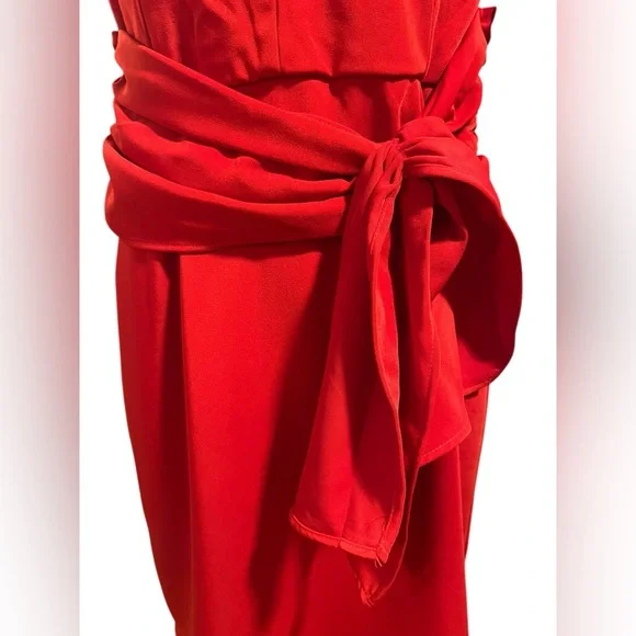 Red Sleeveless Wrap Midi Dress New With Tag - Picture 8 of 12